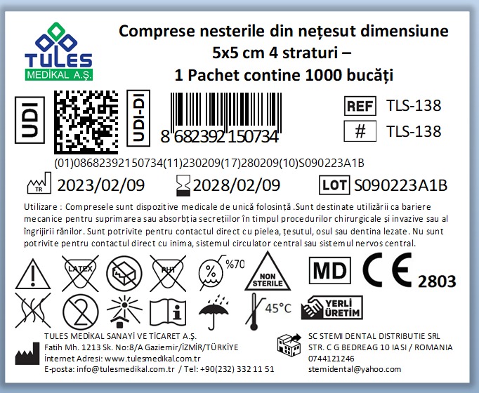 ETICHETA COMPRESE NESTERILE